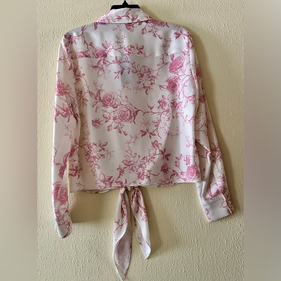 Preston & York Kinsley Pink Floral Tie-Front Blouse - Picture 2 of 11